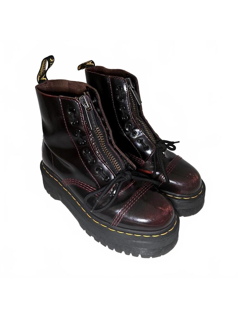 Dr. Martens Platform Sinclair Boots in Cherry Red Burgundy Women’s Size 7